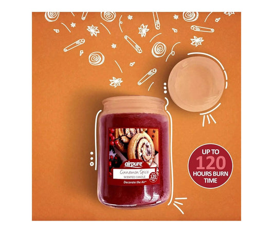 Airpure Large Jar Scented Candle Cinnamon Spice 510g