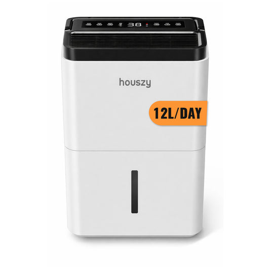 12L/Day Dehumidifier for Home Damp, 2.5L Tank, Digital Humidity Display, 1–24H Timer, R290 Compressor, Auto Defrost, Child Lock, Continuous Drainage, Filter, Handle & Casters