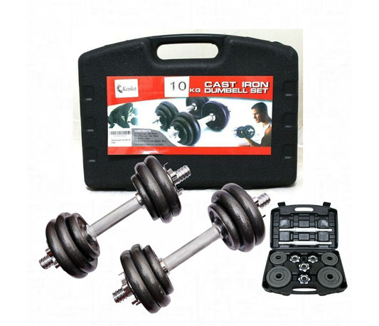 Houszy 10 &20 kg Adjustable Cast Iron Dumbbell Set for Fitness & Strength Training, ideal for Home Gym