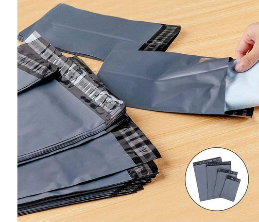 Grey Delivery Mailing Bags Self Adhesive Waterproof and Tear-Proof Grey Plastic Mail Postage Plastic Envelopes Post Mailer (100 Bags}Pack of 10