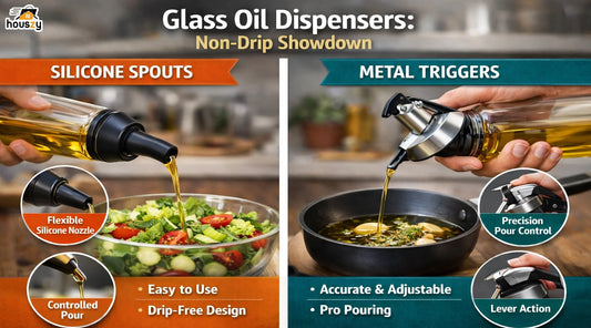 Glass Oil Dispenser Non-Drip: Silicone Spouts vs Metal Triggers for Precise Pouring Control