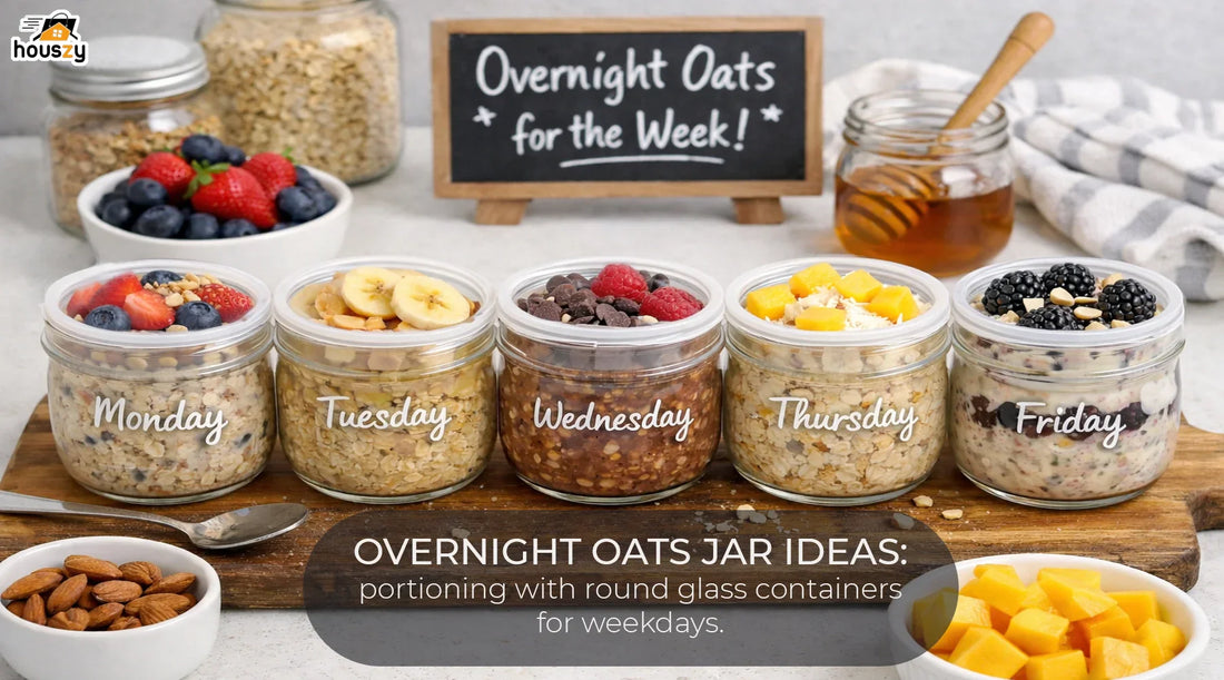 Overnight Oats Jar Ideas: Portioning with Round Glass Containers for Weekdays