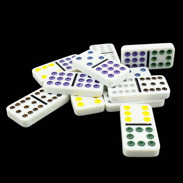 Dominoes Colour Double With Coloured Dots 12 in Metal Box 91 Pieces Game set