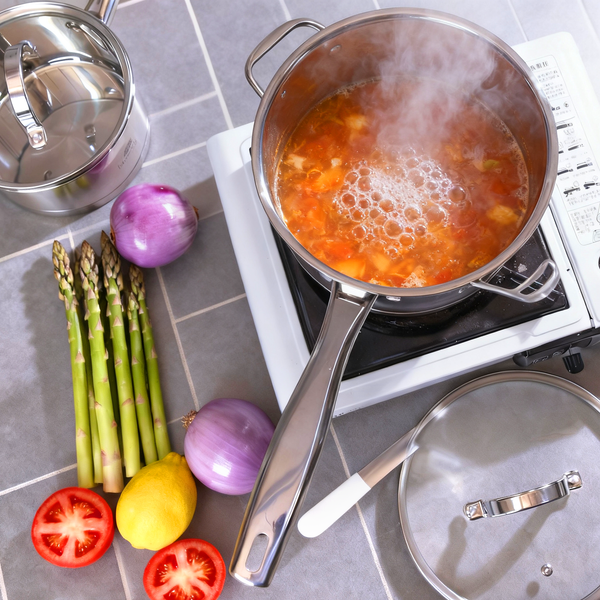 Stainless Steel Saucepan Set (16/18/20cm) with Glass Lids– Induction & All Hobs, Even‑Heat Base-6pc