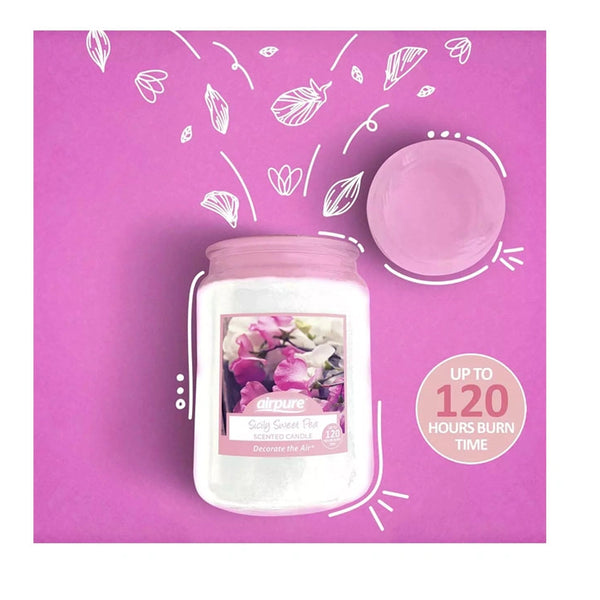 Airpure Sicily Sweet Pea Scented Jar Candle - 510gm