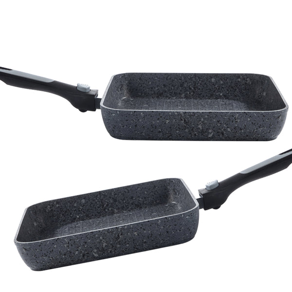 26cm Non-Stick Grill Pan | Removable Handle, Induction Safe, Granite Coated (Set of 2) – Houszy