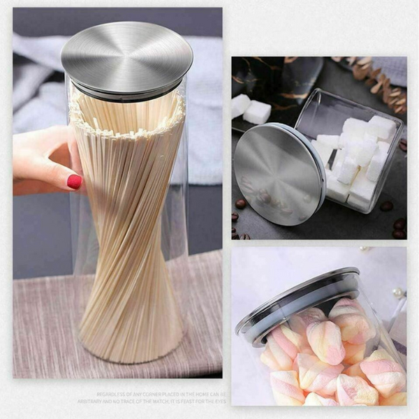 Glass Storage Jars with Airtight  Stainless Steel Lids- Ideal for Candy, Spice, Coffee Beans