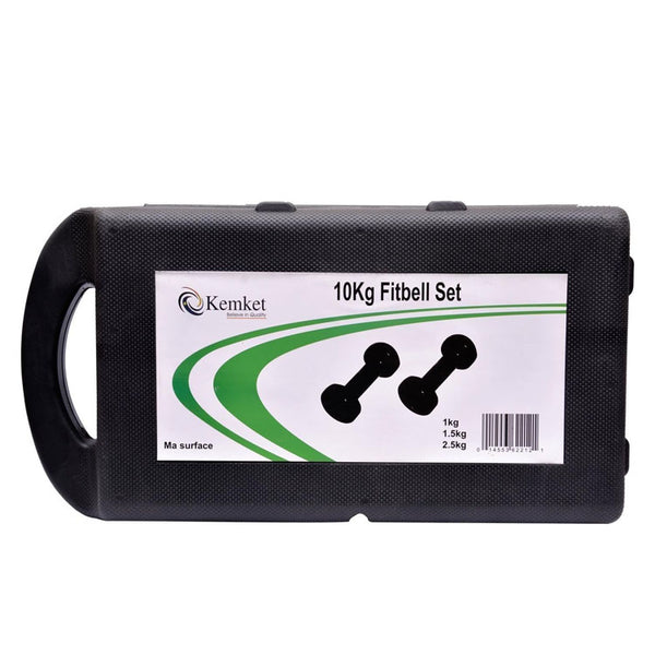 Vinyl Dumbbell Set With Molded Carry Case-10 Kgs (Black & Grey)