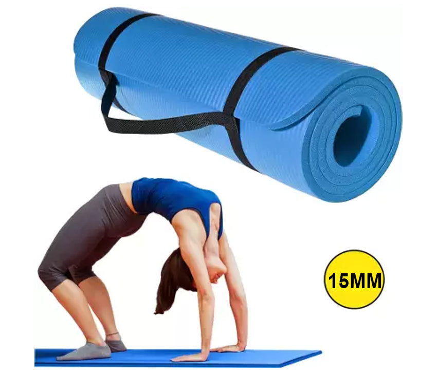 Yoga Exercise Mat with Non-Slip Bottom & Carrying Strap