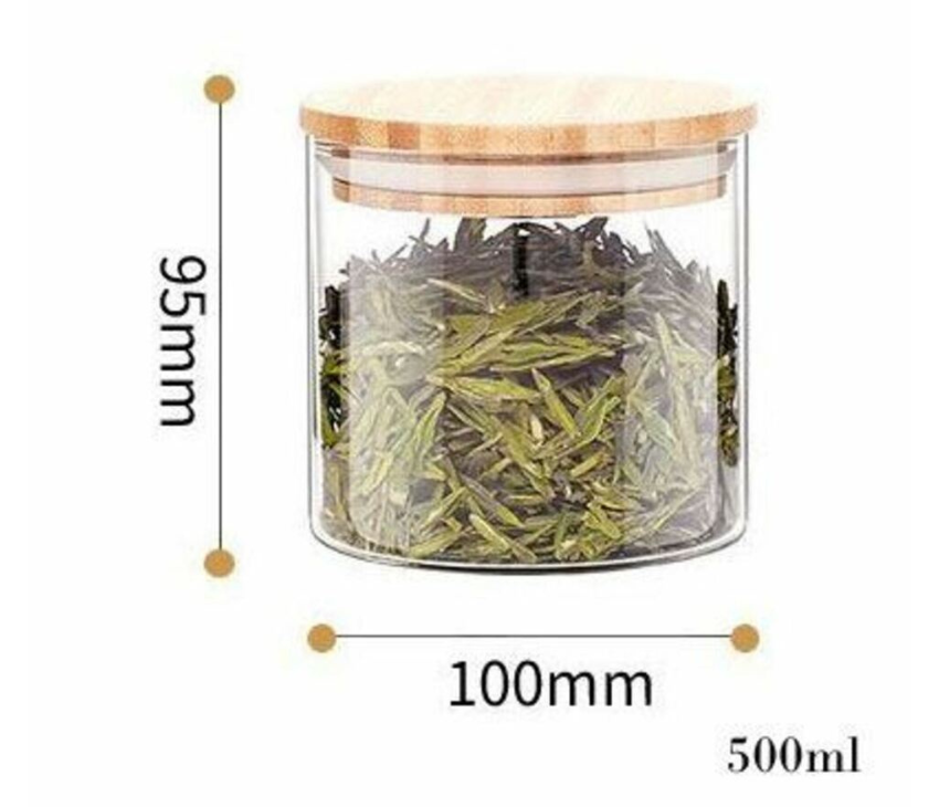 Glass Storage Jar with Airtight  Bamboo Lids,  Ideal for Candy, Spice, Coffee Beans