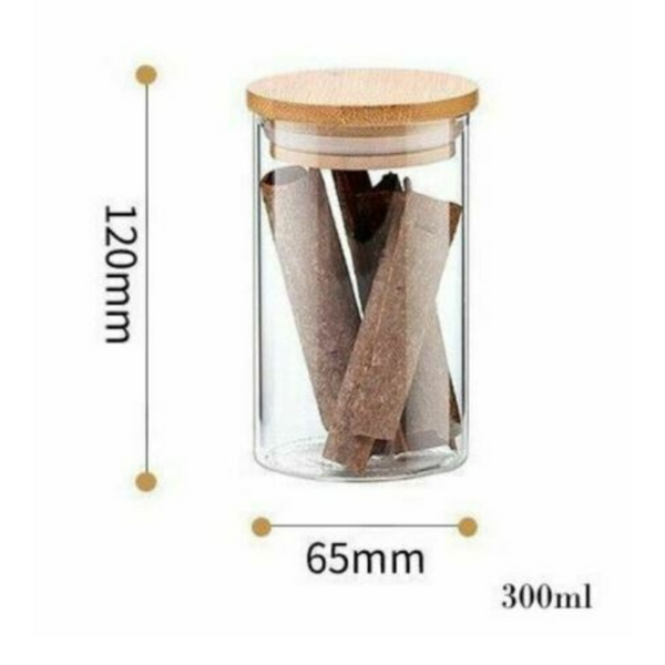 Glass Storage Jar with Airtight  Bamboo Lids,  Ideal for Candy, Spice, Coffee Beans