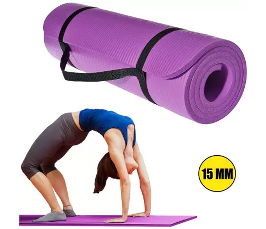 Yoga Exercise Mat with Non-Slip Bottom & Carrying Strap