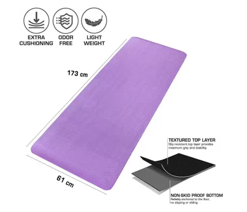 Yoga Exercise Mat with Non-Slip Bottom & Carrying Strap