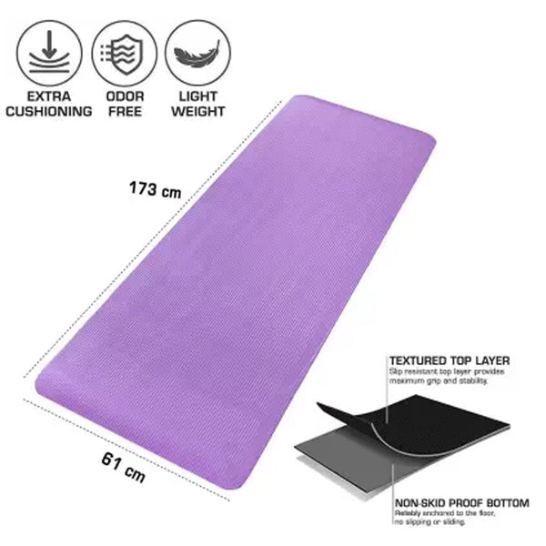 Yoga Exercise Mat with Non-Slip Bottom & Carrying Strap