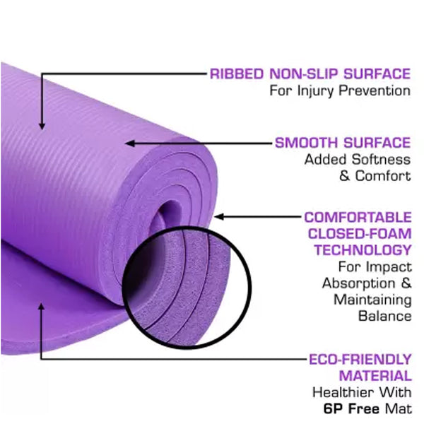 Yoga Exercise Mat with Non-Slip Bottom & Carrying Strap