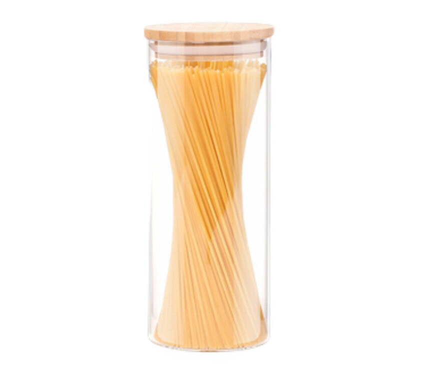 Glass Storage Jar with Airtight  Bamboo Lids,  Ideal for Candy, Spice, Coffee Beans