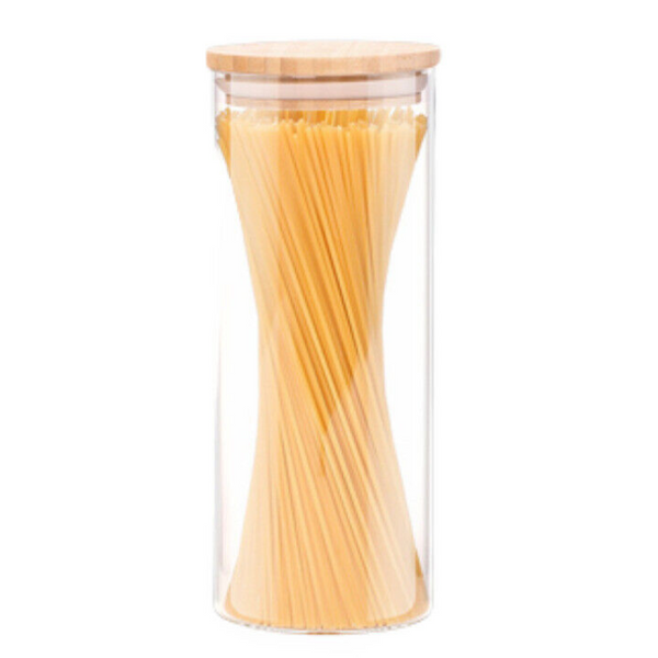 Glass Storage Jar with Airtight  Bamboo Lids,  Ideal for Candy, Spice, Coffee Beans