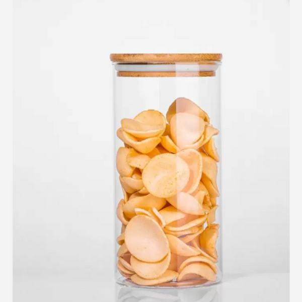 Glass Storage Jar with Airtight  Bamboo Lids,  Ideal for Candy, Spice, Coffee Beans