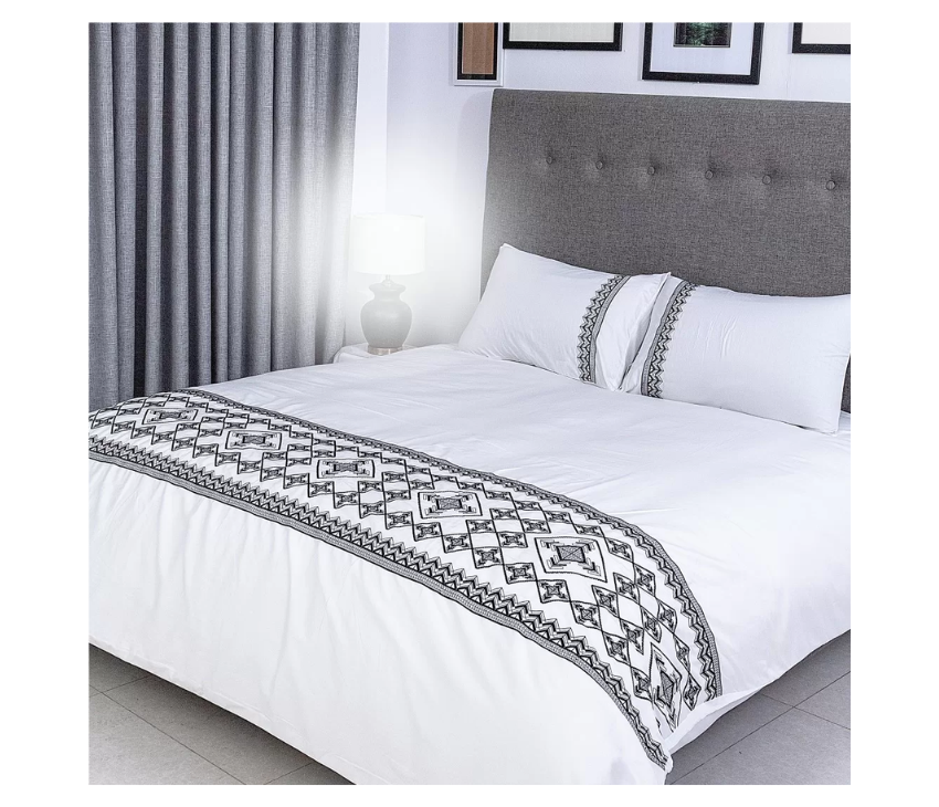 Duvet Cover Set With Egyptian Cotton Fitted Sheet- 400 TC (Adora Design)