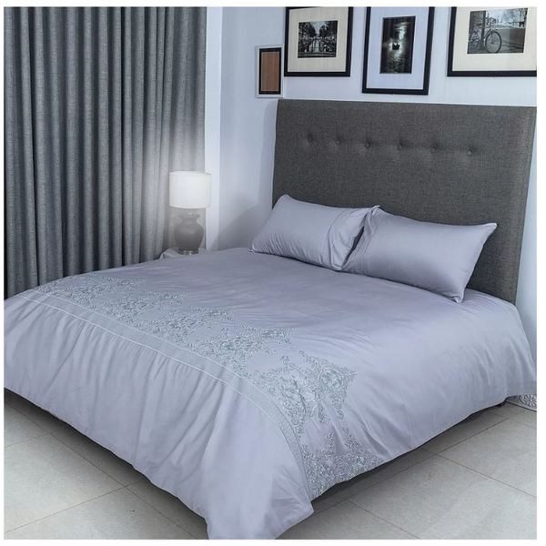 Duvet Cover Set With Egyptian Cotton Fitted Sheet- 400 TC (Ancient Modern Design)