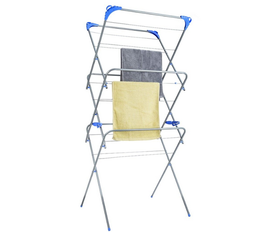 HOUSZY Foldable 3-Tier Clothes Airer, Compact Laundry Dryer Ideal for Indoor/Outdoor Use