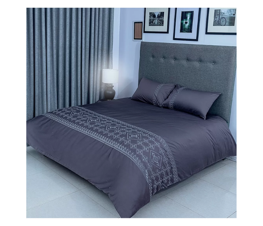 Duvet Cover Set With Egyptian Cotton Fitted Sheet- 400 TC (Adora Design)