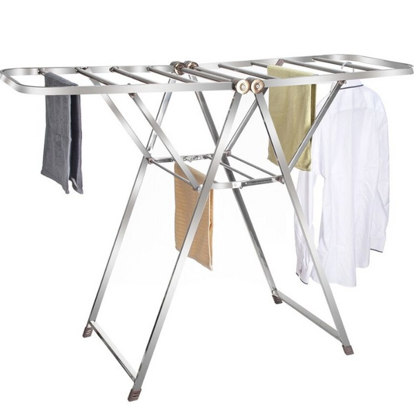 Foldable Clothes Drying Rack with Adjustable Wings-2-Level, for Indoor / Outdoor Use