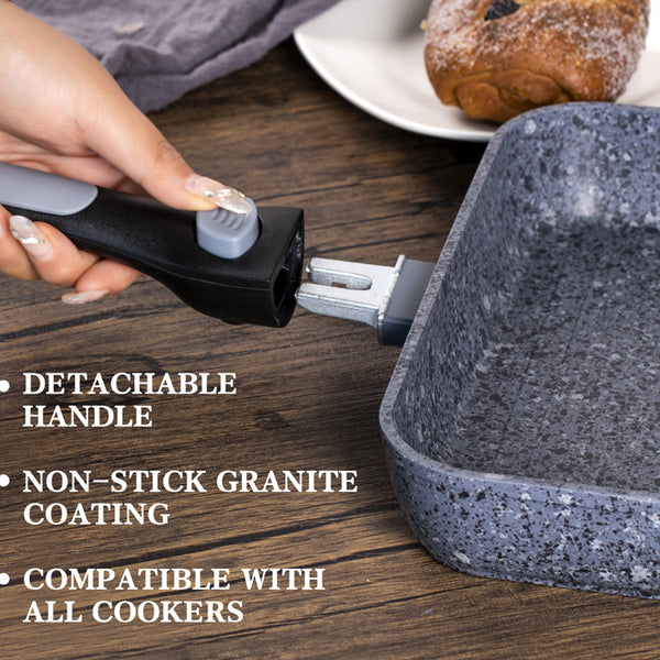 26cm Non-Stick Grill Pan | Removable Handle, Induction Safe, Granite Coated (Set of 2) – Houszy