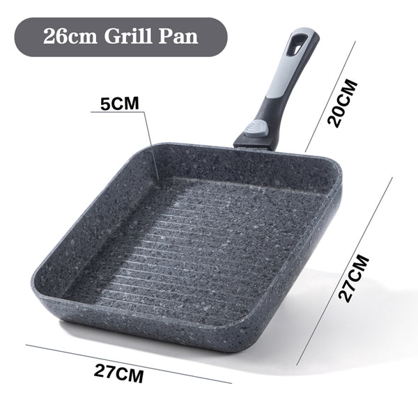 26cm Non-Stick Grill Pan | Removable Handle, Induction Safe, Granite Coated (Set of 2) – Houszy