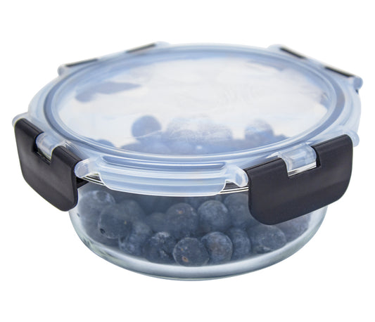Round Glass Containers With Snap Lock Lids (Stackable) 650ml - Set Of 1