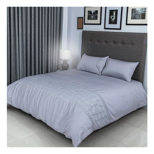 Duvet Cover Set With Egyptian Cotton Fitted Sheet- 400 TC (Adora Design)