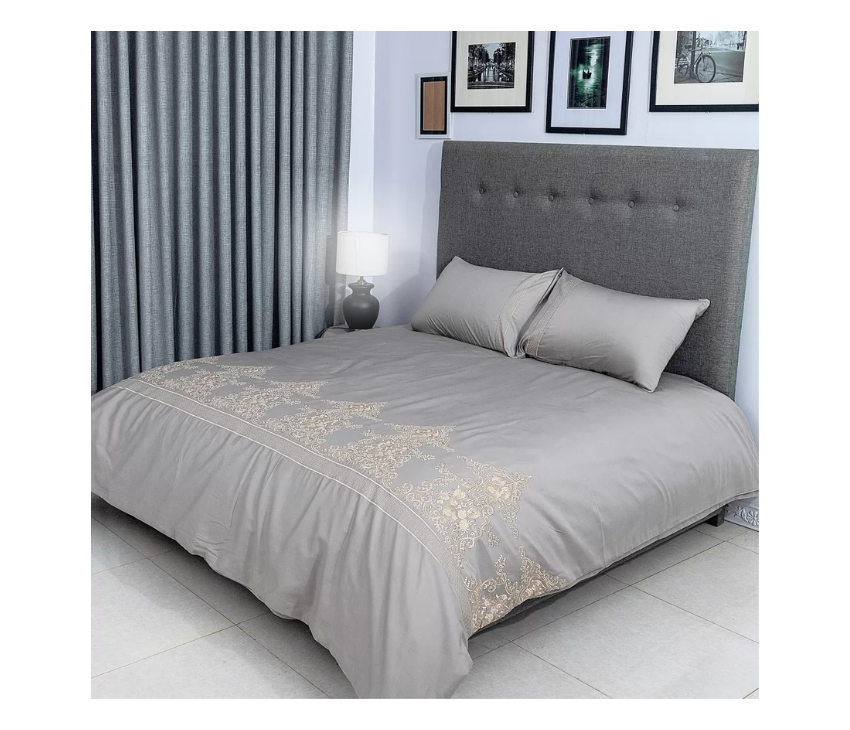 Organic Duvet Cover set  With 400 Thread Count  & Fitted Sheet- Ancient Modern Design by FLAX LINEN