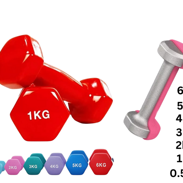 Vinyl Dumbbells Set-0.5 - 6Kg (Pink, Red, Purple, Blue)