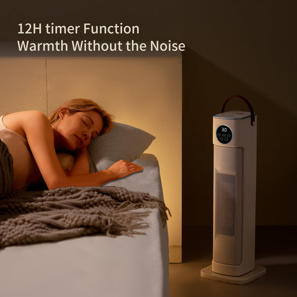 Houszy PTC Ceramic Tower Heater 2000W – Oscillating Fan Heater with Thermostat 16–35°C, 12-Hour Timer, Remote, Tip-Over & Overheat Protection, LED Display– BS Plug