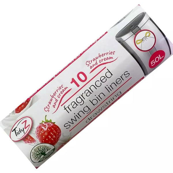 Tidyz Strawberries and Cream Fragranced Swing Bin Liner 50L 10Rolls