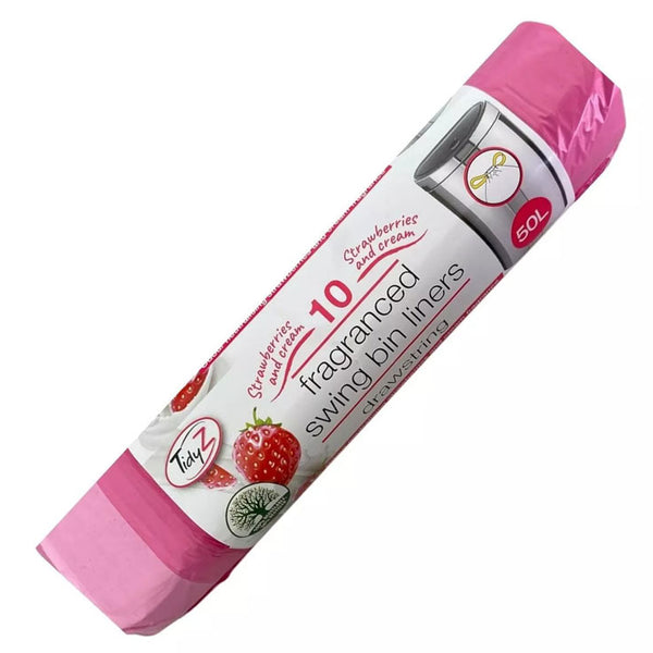 Tidyz Strawberries and Cream Fragranced Swing Bin Liner 50L 10Rolls