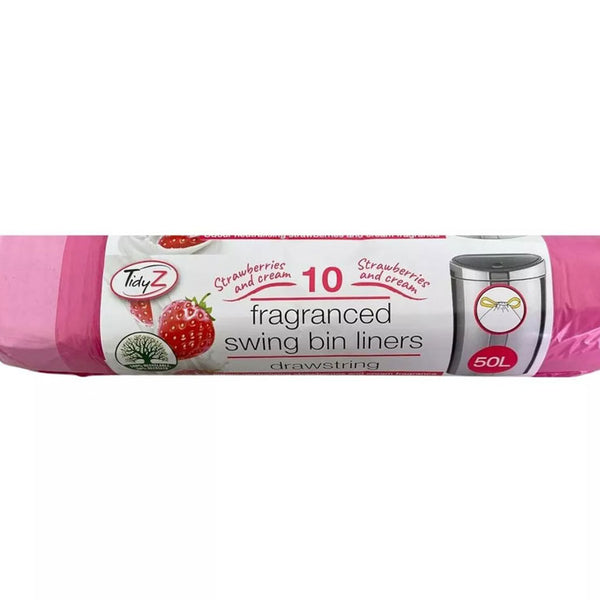 Tidyz Strawberries and Cream Fragranced Swing Bin Liner 50L 10Rolls