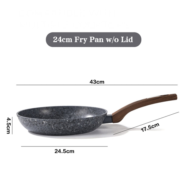Non-Stick Frying Pan 24 cm Granite Coating & Induction Safe – Houszy