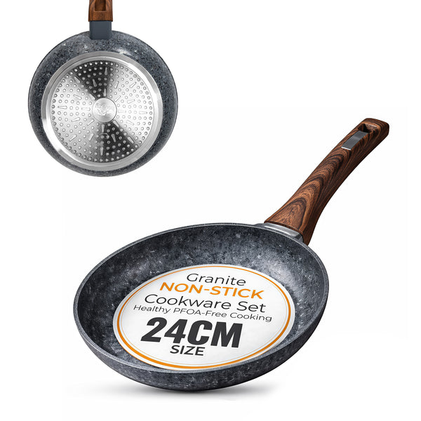 Non-Stick Frying Pan 24 cm Granite Coating & Induction Safe – Houszy