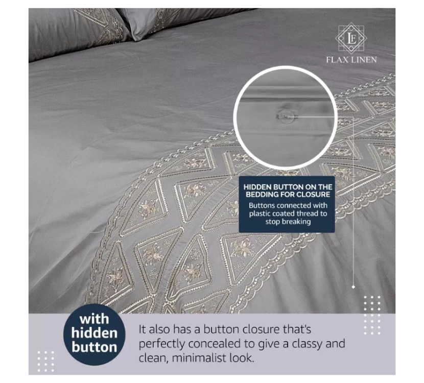 Duvet Cover Set With Egyptian Cotton Fitted Sheet-400 TC (Triangle Gold Design)