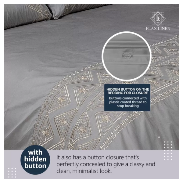 Duvet Cover Set With Egyptian Cotton Fitted Sheet-400 TC (Triangle Gold Design)