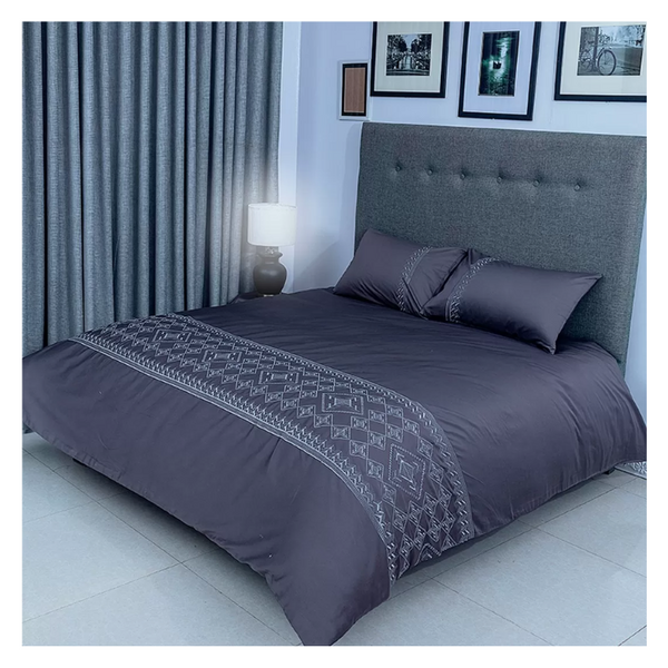 Duvet Cover Set With Egyptian Cotton Fitted Sheet- 400 TC (Adora Design)