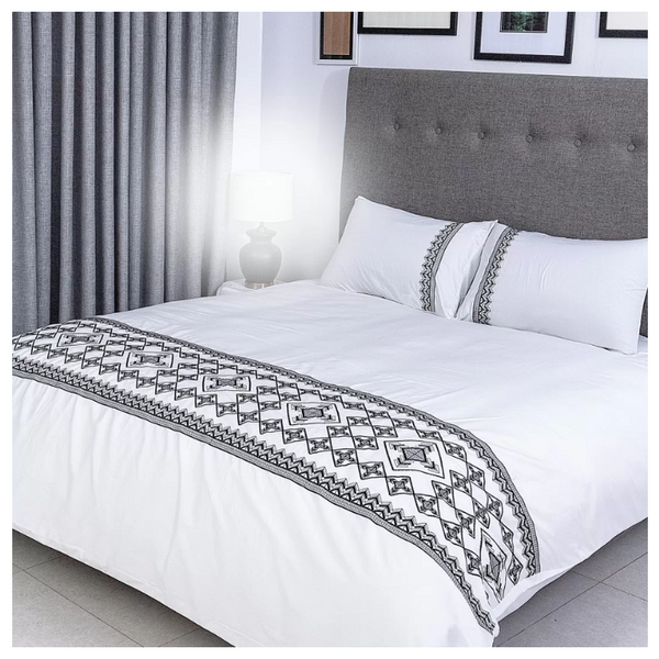 Duvet Cover Set With Egyptian Cotton Fitted Sheet- 400 TC (Adora Design)