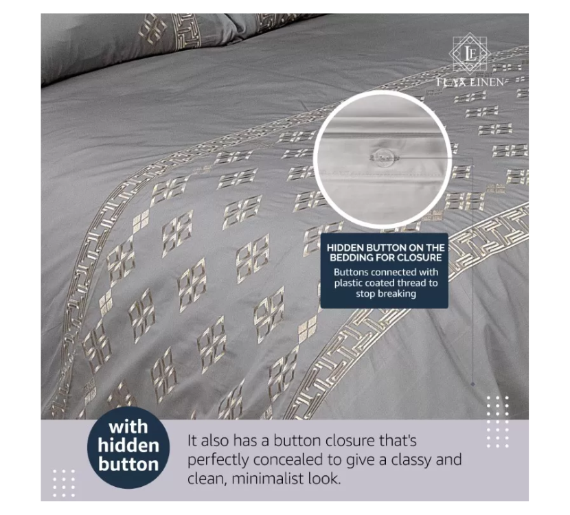 Duvet Cover Set With Egyptian Cotton Fitted Sheet-400 TC ( Classic Modern Design)