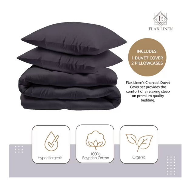 Organic Duvet Cover set  With 400 Thread Count  & Fitted Sheet- Ancient Modern Design by FLAX LINEN