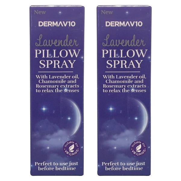 Derma V10 Pillow Spray, Lavender Oil, Chamomile and Rosemary Extract, Reduces Stress and Anxiety Vegan Friendly