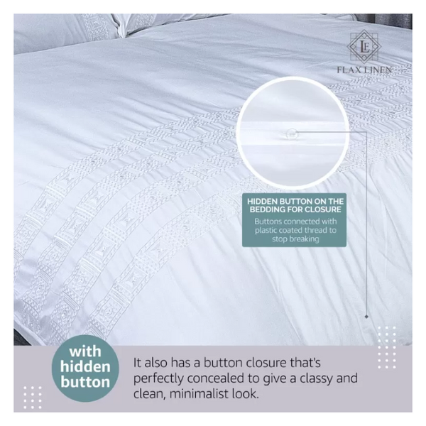 Duvet Cover Set With Egyptian Cotton Fitted Sheet- 400 TC (Vivian Gold Design)