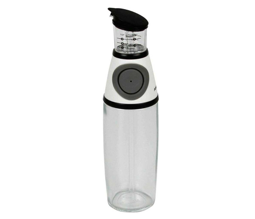 Glass Oil Dispenser Bottles with Dip-Free Spouts & Easy-Press Measuring Cap-(500ml)