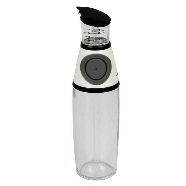 Glass Oil Dispenser Bottles with Dip-Free Spouts & Easy-Press Measuring Cap-(500ml)