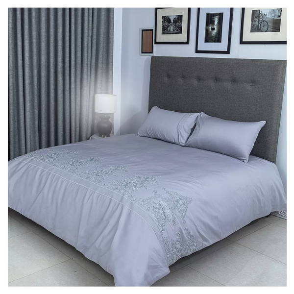 Duvet Cover Set With Egyptian Cotton Fitted Sheet- 400 TC (Ancient Modern Design)